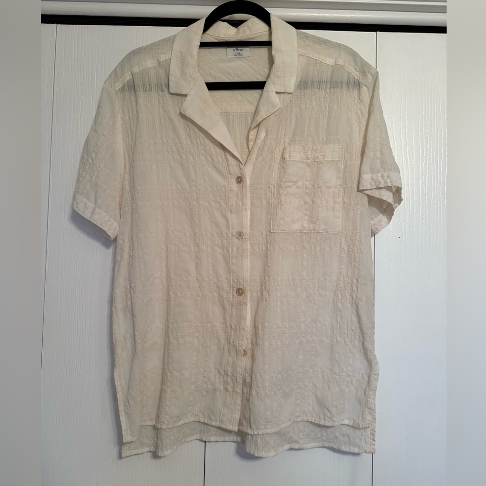 Wilfred Cream Button Down Shirt Short Sleeve